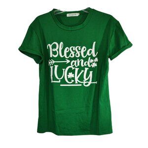 Beopjesk Green T-Shirt Women Size M St Patrick's Day Short Sleeve NEW IN PKG